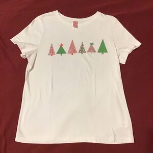 Target White Tee with Festive Tree Design